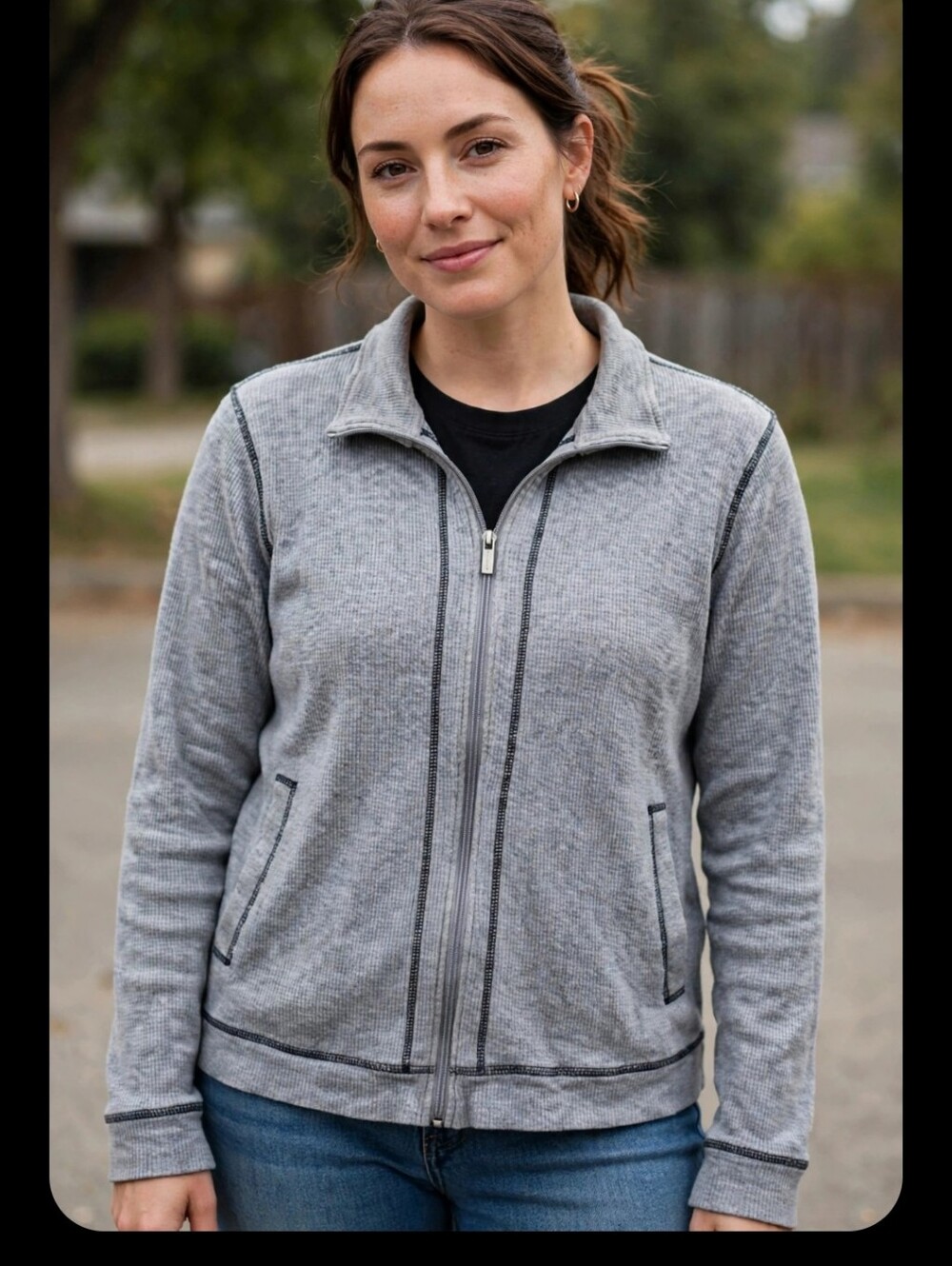 Michael Kors Heather Gray Zip-Up Bomber Jacket